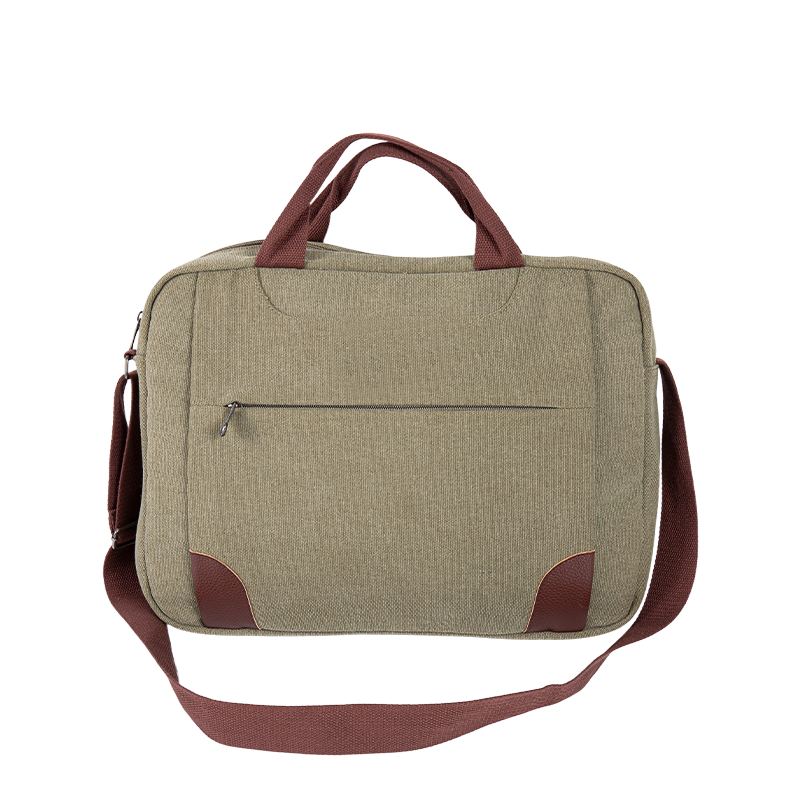 Taška na laptop Messenger - Canvas Crossbody Bag s viacerými priehradkami - zelená
