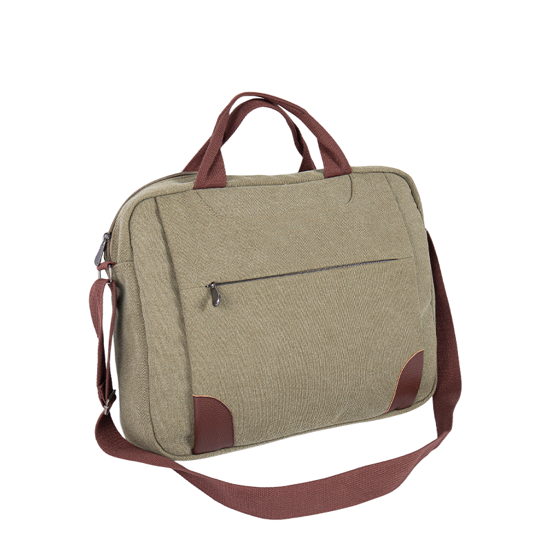 Taška na laptop Messenger - Canvas Crossbody Bag s viacerými priehradkami - zelená